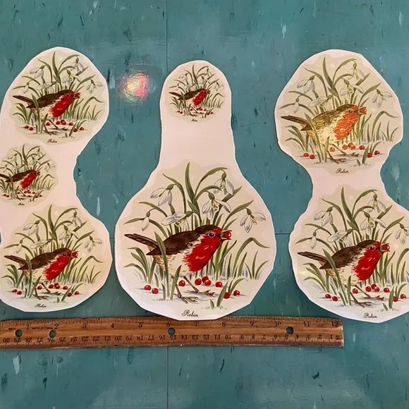Other - Vintage ceramic decals transfers water slide red Robin bird